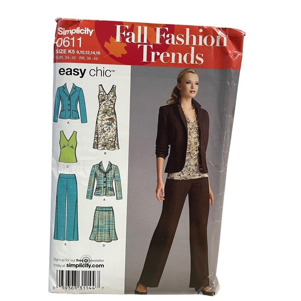 Simplicity Sewing Pattern 4273 0611 Jacket Pants Top Dress Miss Petite Size 8-16